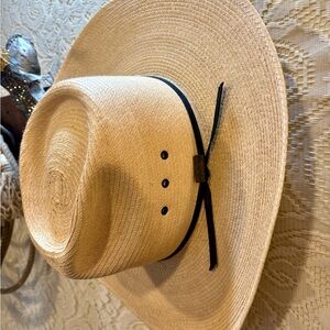 Larry Mahan Tan Straw Hat with Black Band Milo size 7/56